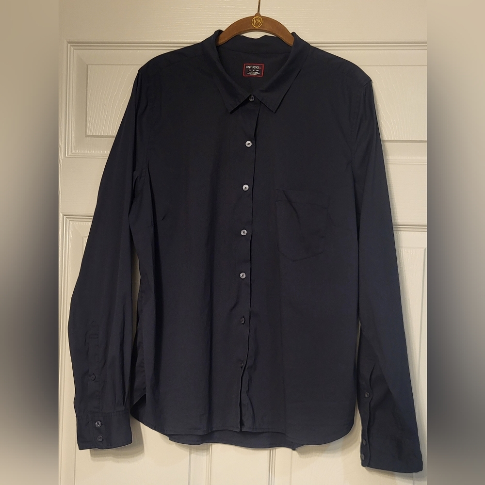 Blue UNTUCKit Size 16 Navy Blue Button Down Shirt